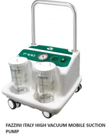 Fazzini Italy High Vacuum Mobile Suction Pump 2X2L Jar 230V - 50/60HZ